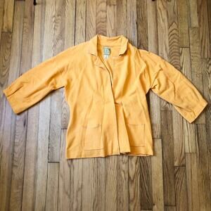 Damask EUC Women's Italian Yarn Yellow/Orange Tie Cardiagn Tie Sweater Size M